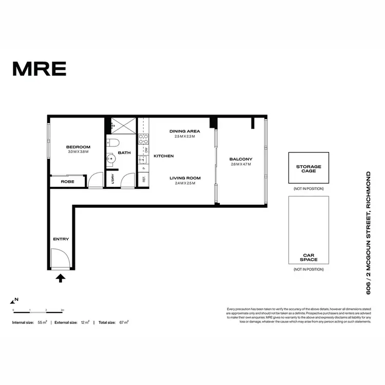 Floorplan of Homely apartment listing, 606/2 McGoun Street, Richmond VIC 3121