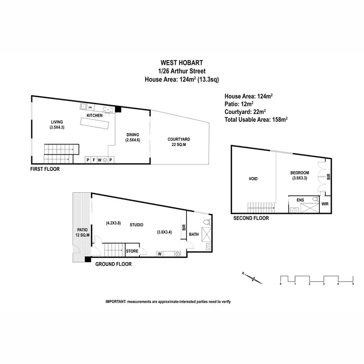 Floorplan of Homely townhouse listing, 1/26 Arthur Street, West Hobart TAS 7000