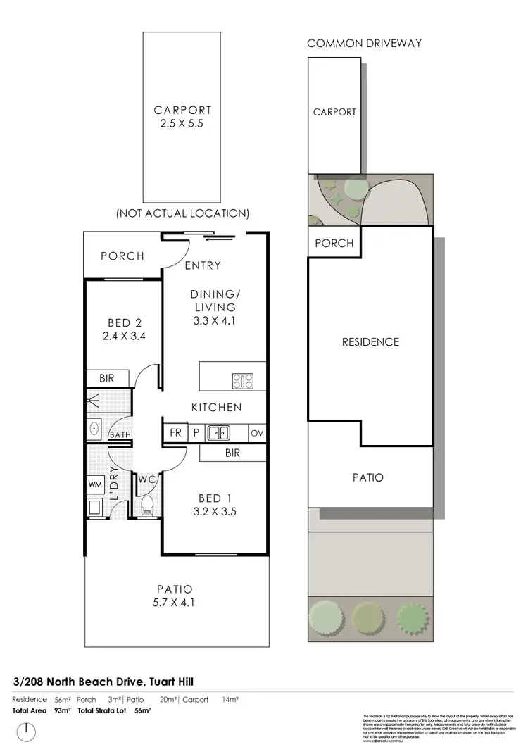 Floorplan of Homely villa listing, 3/208 North Beach Drive, Tuart Hill WA 6060