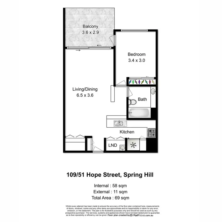 Floorplan of Homely apartment listing, 109/51 Hope Street, Spring Hill QLD 4000
