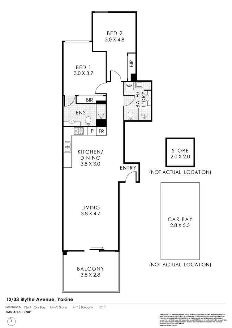 Floorplan of Homely apartment listing, 12/33 Blythe Avenue, Yokine WA 6060