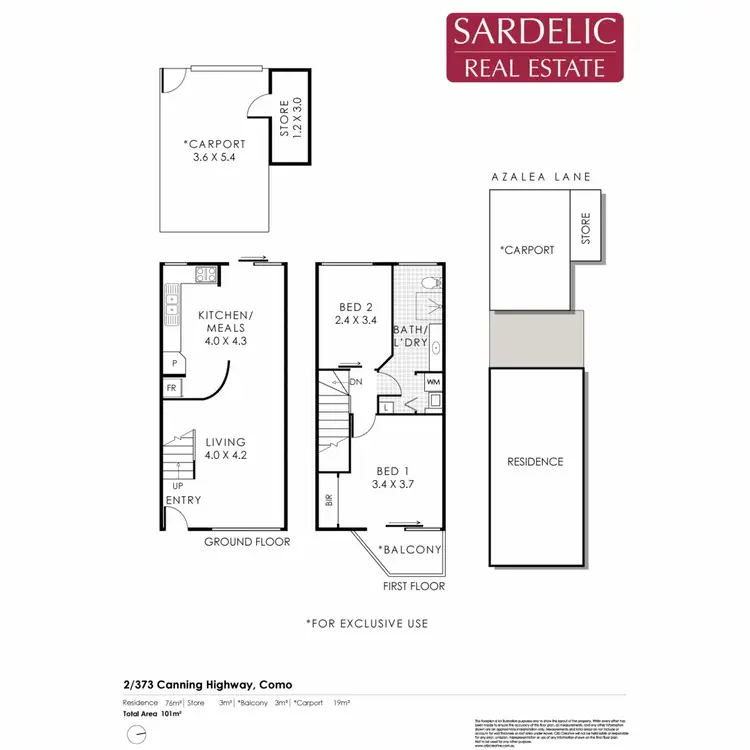 Floorplan of Homely townhouse listing, 2/373 Canning Highway, Como WA 6152