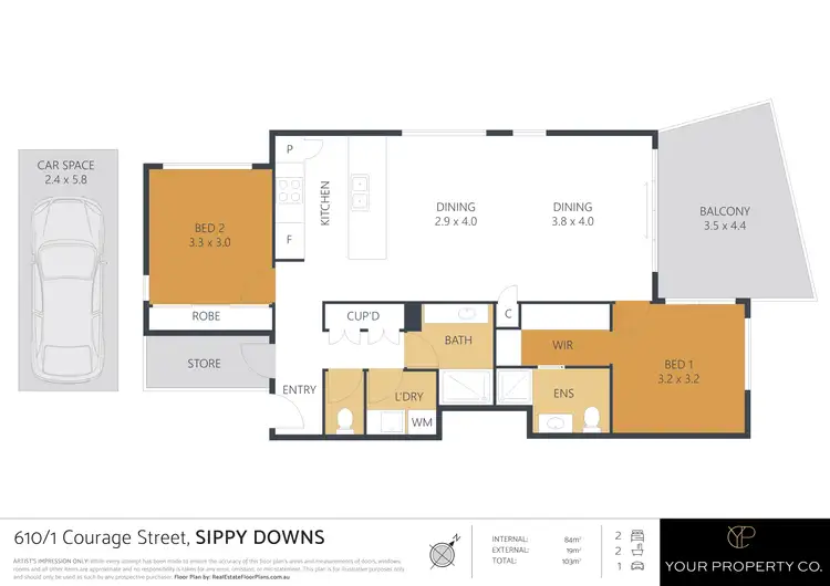 Floorplan of Homely apartment listing, 610/1 Courage Street, Sippy Downs QLD 4556