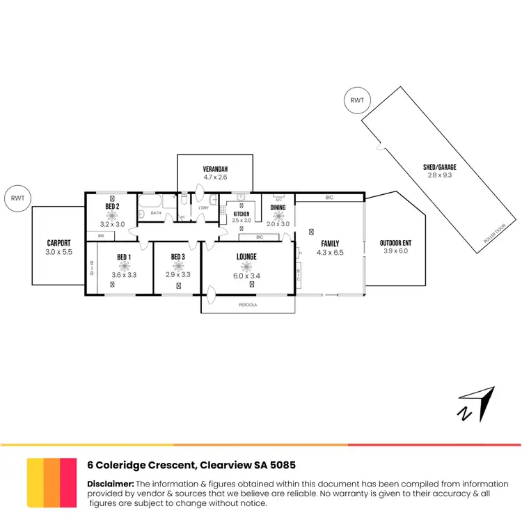 Floorplan of Homely house listing, 6 Coleridge Crescent, Clearview SA 5085