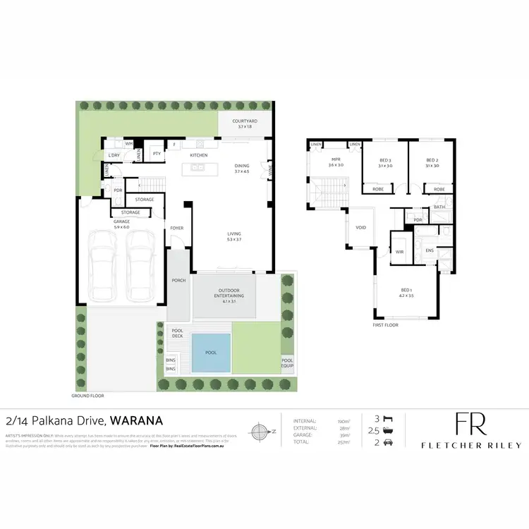 Floorplan of Homely semi-detached listing, 2/2 Pecan Street, Warana QLD 4575