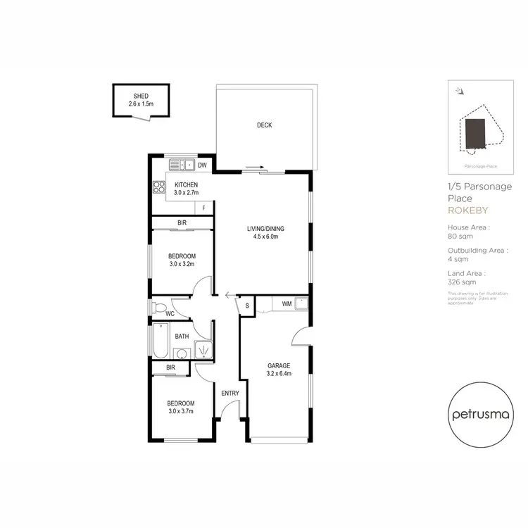 Floorplan of Homely unit listing, 1/5 Parsonage Place, Rokeby TAS 7019