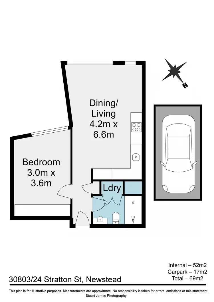 Floorplan of Homely apartment listing, 30803/24 Stratton Street, Newstead QLD 4006