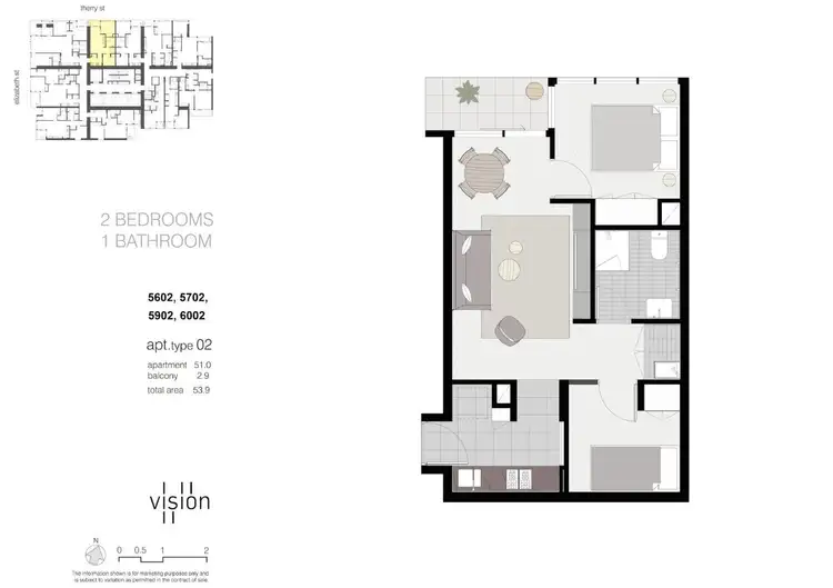 Floorplan of Homely apartment listing, 6002/500 Elizabeth Street, Melbourne VIC 3000