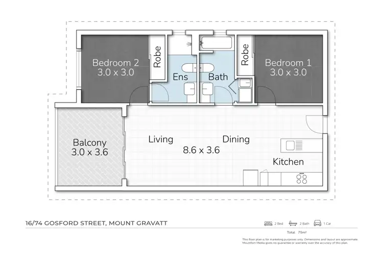 Floorplan of Homely unit listing, 16/74 Gosford Street, Mount Gravatt QLD 4122