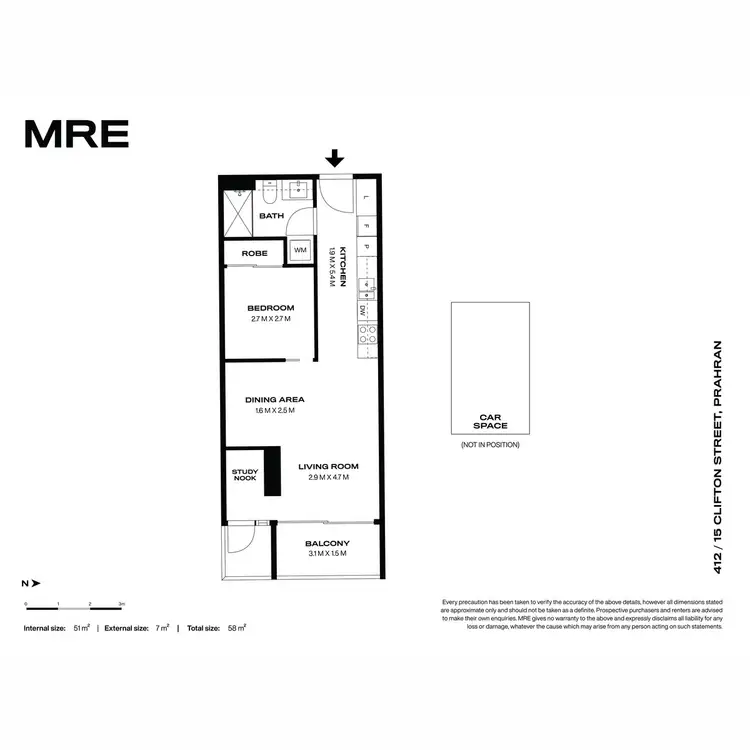 Floorplan of Homely apartment listing, 412/15 Clifton Street, Prahran VIC 3181