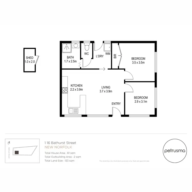 Floorplan of Homely house listing, 1/16 Bathurst Street, New Norfolk TAS 7140