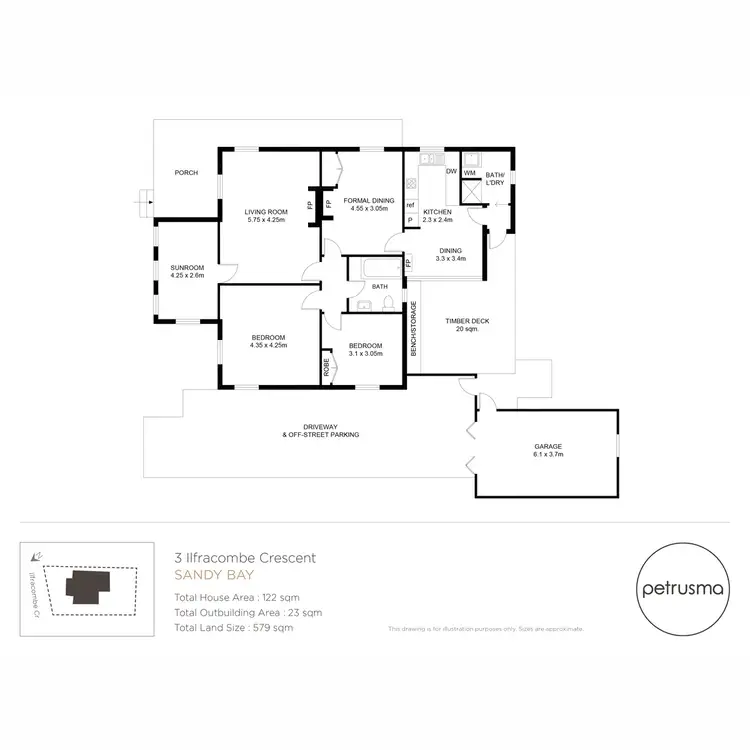 Floorplan of Homely house listing, 3 Ilfracombe Crescent, Sandy Bay TAS 7005
