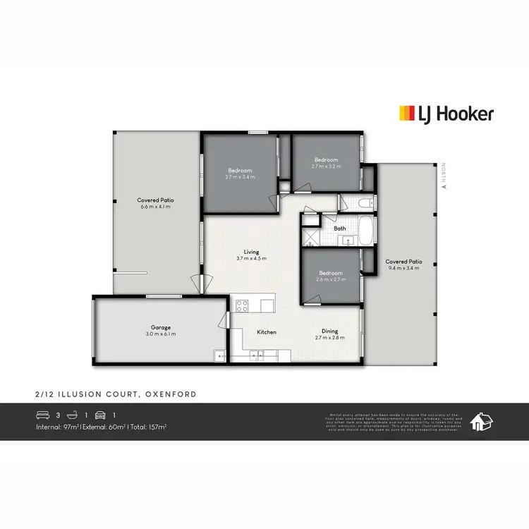 Floorplan of Homely semi-detached listing, 2/12 Illusion Court, Oxenford QLD 4210