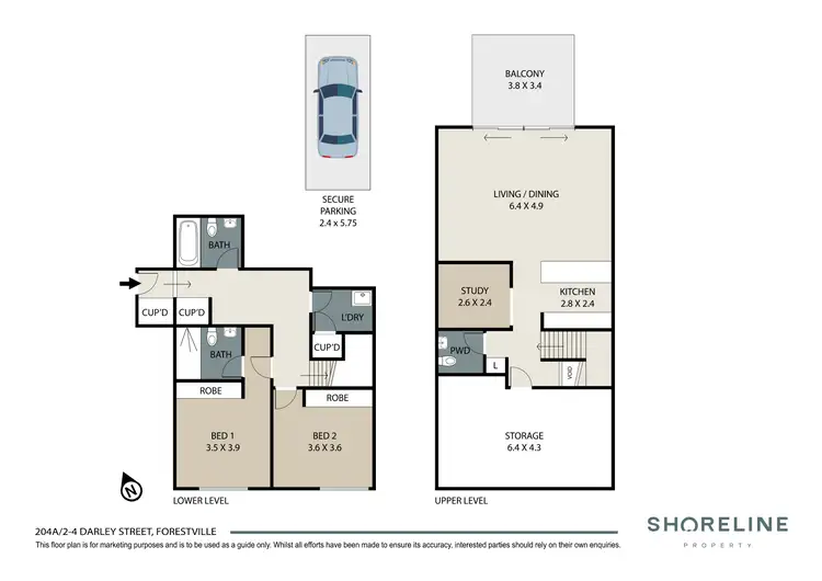 Floorplan of Homely unit listing, 206A/2-4 Darley Street, Forestville NSW 2087