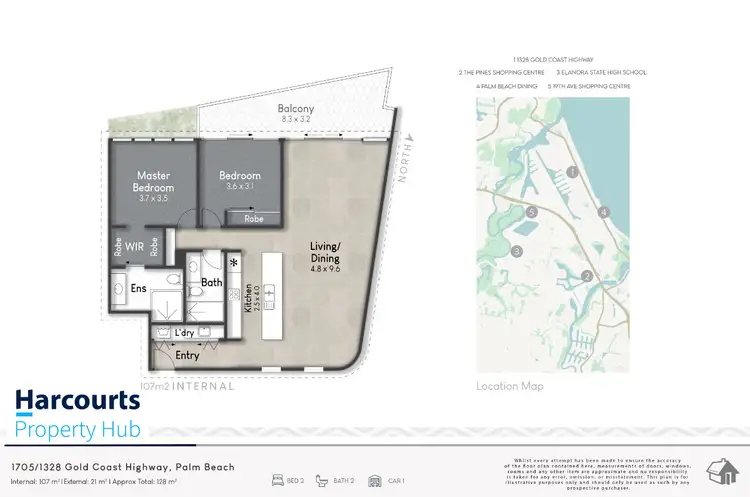 Floorplan of Homely apartment listing, 1705/1328 Gold Coast Highway, Palm Beach QLD 4221