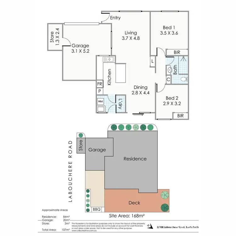 Floorplan of Homely villa listing, 2/108 Labouchere Road, South Perth WA 6151