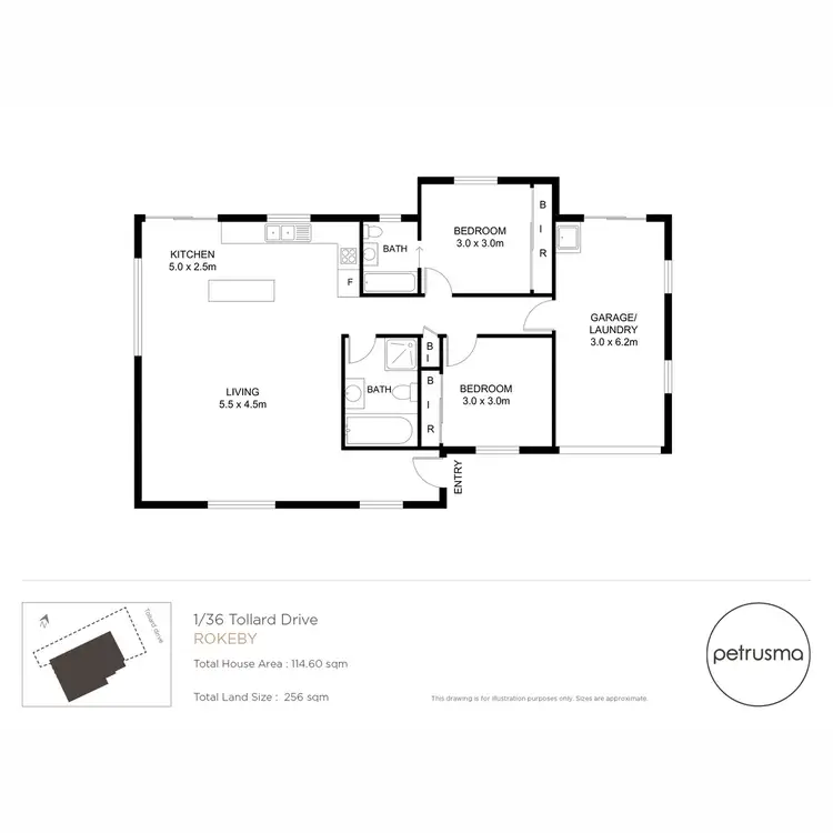 Floorplan of Homely unit listing, 1/36 Tollard Drive, Rokeby TAS 7019