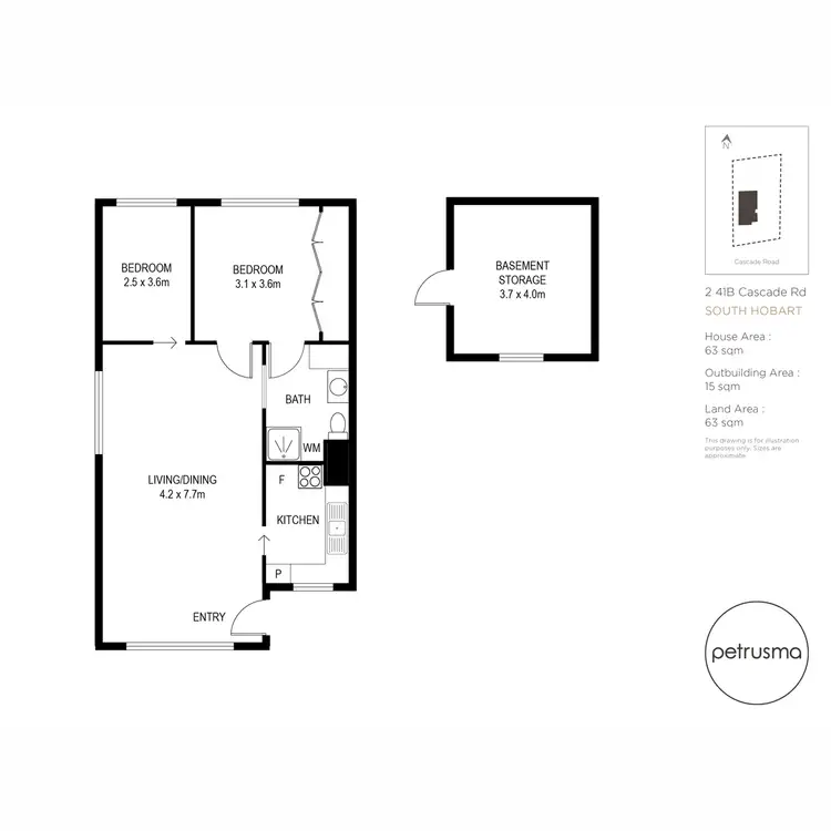 Floorplan of Homely unit listing, 2/41B Cascade Road, South Hobart TAS 7004