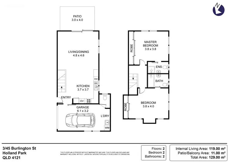 Floorplan of Homely townhouse listing, 3/45 Burlington Street, Holland Park QLD 4121