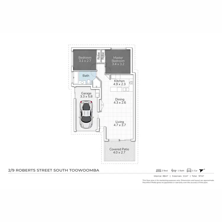 Floorplan of Homely unit listing, 2/9 Roberts Street, South Toowoomba QLD 4350
