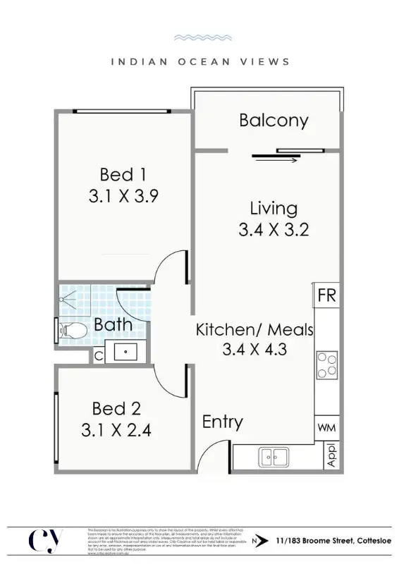 Floorplan of Homely apartment listing, 11/183 Broome Street, Cottesloe WA 6011