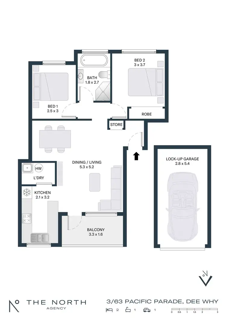 Floorplan of Homely unit listing, 3/63 Pacific Parade, Dee Why NSW 2099
