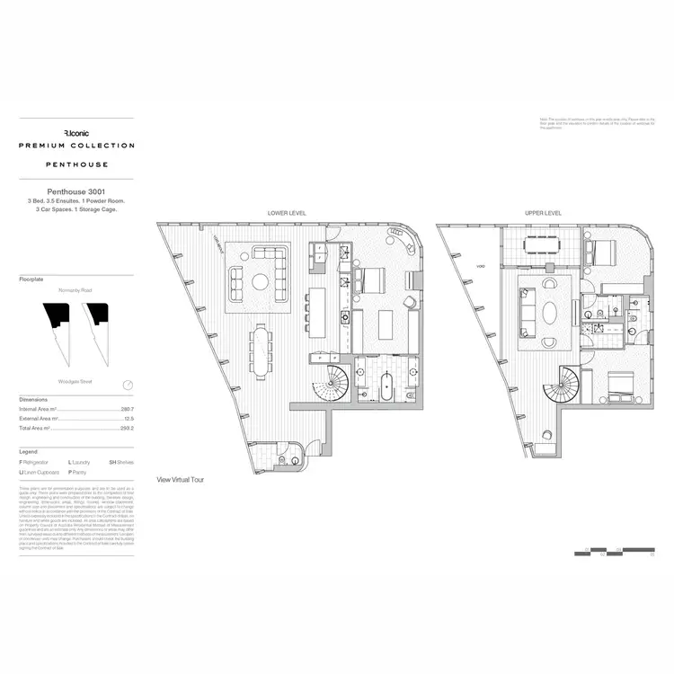 Floorplan of Homely apartment listing, 3001/259 Normanby Road, South Melbourne VIC 3205