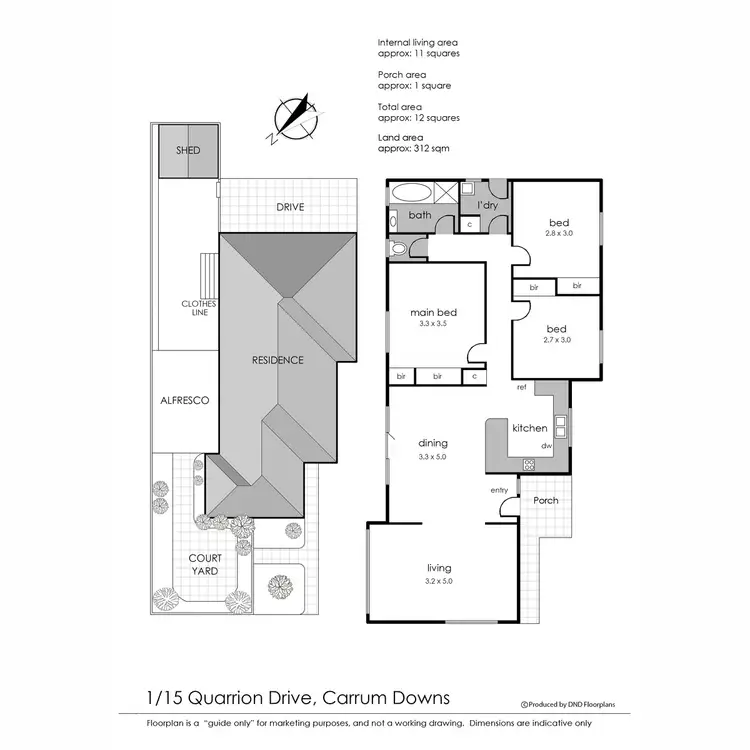 Floorplan of Homely unit listing, 1/15 Quarrion Drive, Carrum Downs VIC 3201