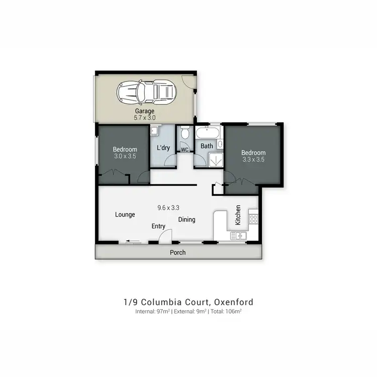 Floorplan of Homely semi-detached listing, 1/9 Columbia Court, Oxenford QLD 4210