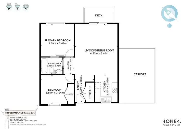 Floorplan of Homely unit listing, 14/8 Bowden Drive, Bridgewater TAS 7030