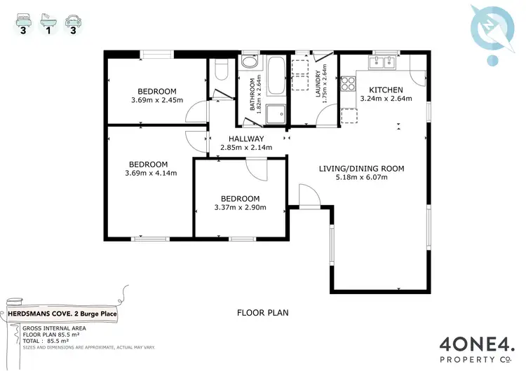 Floorplan of Homely house listing, 2 Burge Place, Herdsmans Cove TAS 7030