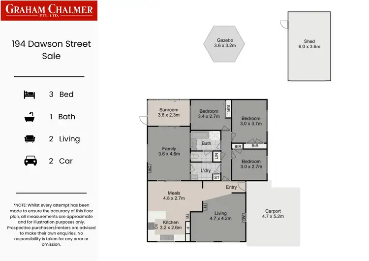 Floorplan of Homely house listing, 194 Dawson Street, Sale VIC 3850