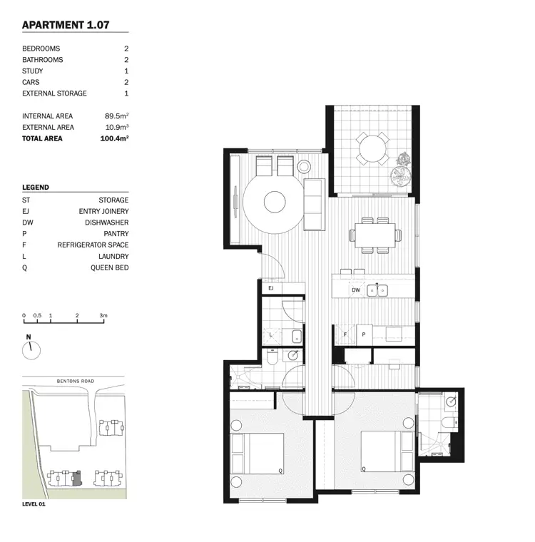Floorplan of Homely unit listing, 1.07/142 Bentons Road, Mount Martha VIC 3934