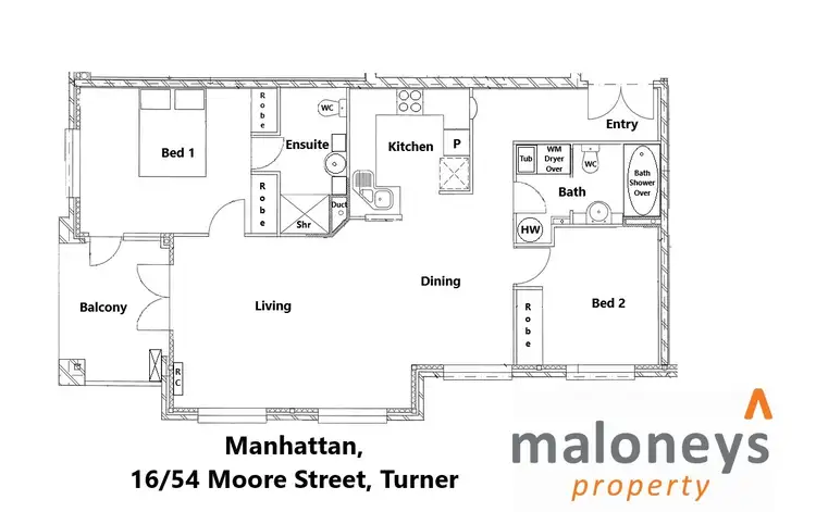 Floorplan of Homely apartment listing, 16/54 Moore Street, Turner ACT 2612
