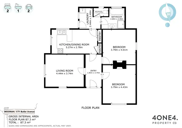 Floorplan of Homely unit listing, 1/71 Butler Avenue, Moonah TAS 7009