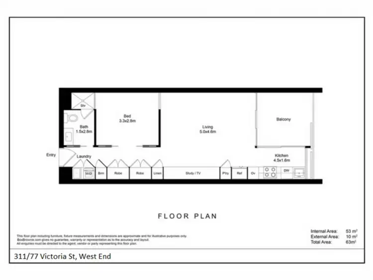 Floorplan of Homely apartment listing, 311/77 Victoria Street, West End QLD 4101