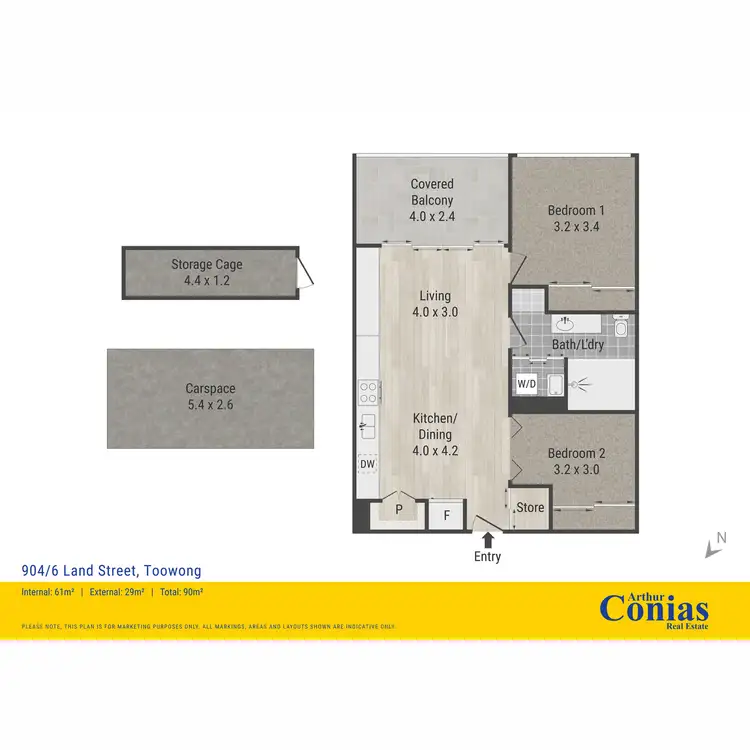 Floorplan of Homely unit listing, 904/6 Land Street, Toowong QLD 4066
