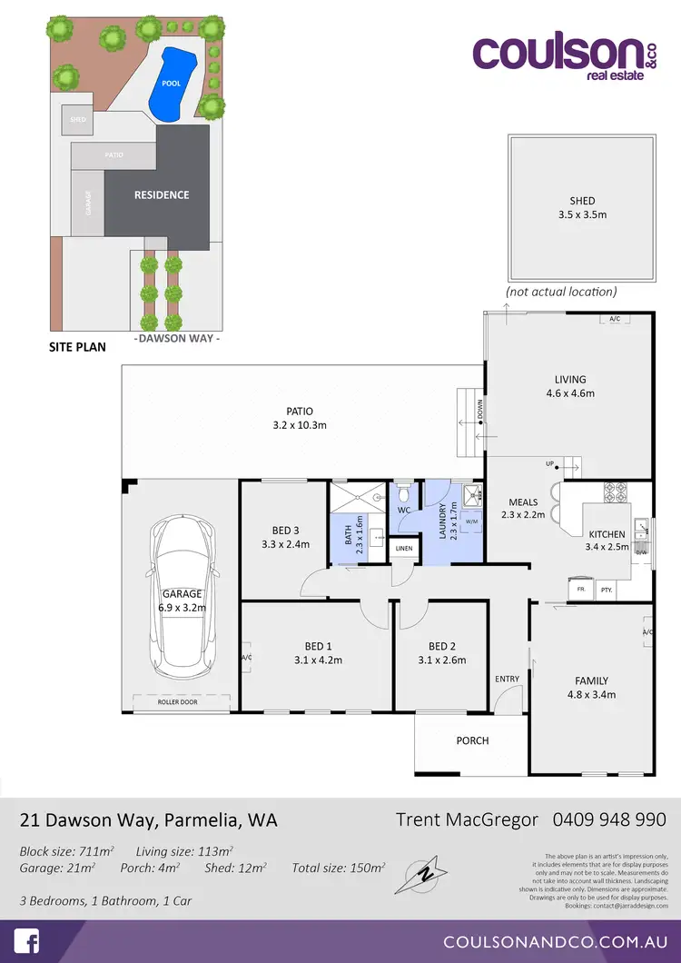 Floorplan of Homely house listing, 21 Dawson Way, Parmelia WA 6167