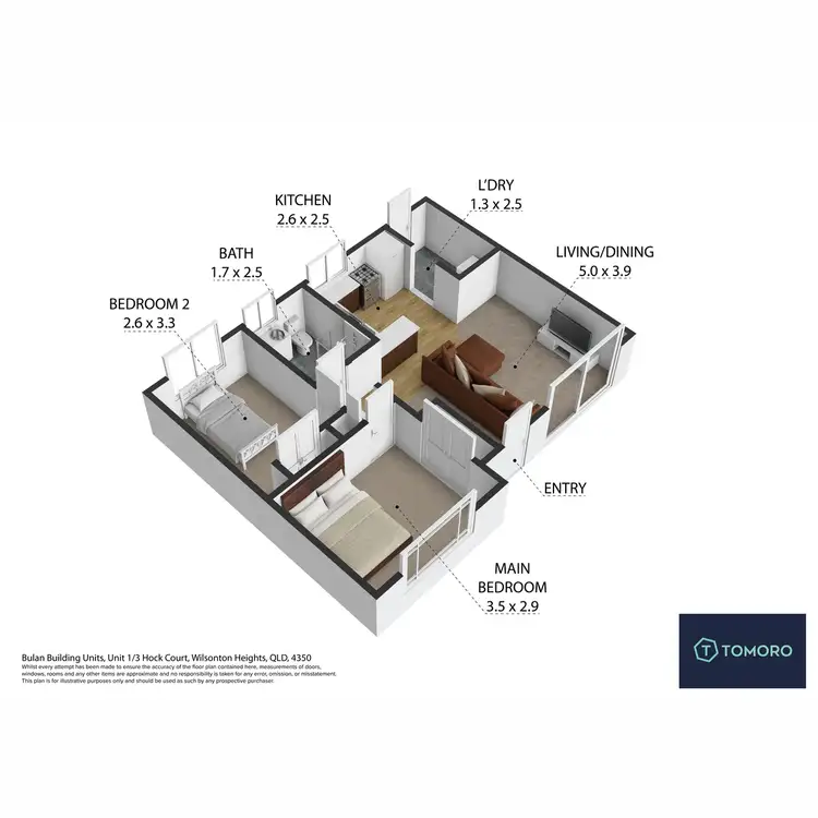 Floorplan of Homely unit listing, 1/3 Hock Court, Wilsonton Heights QLD 4350