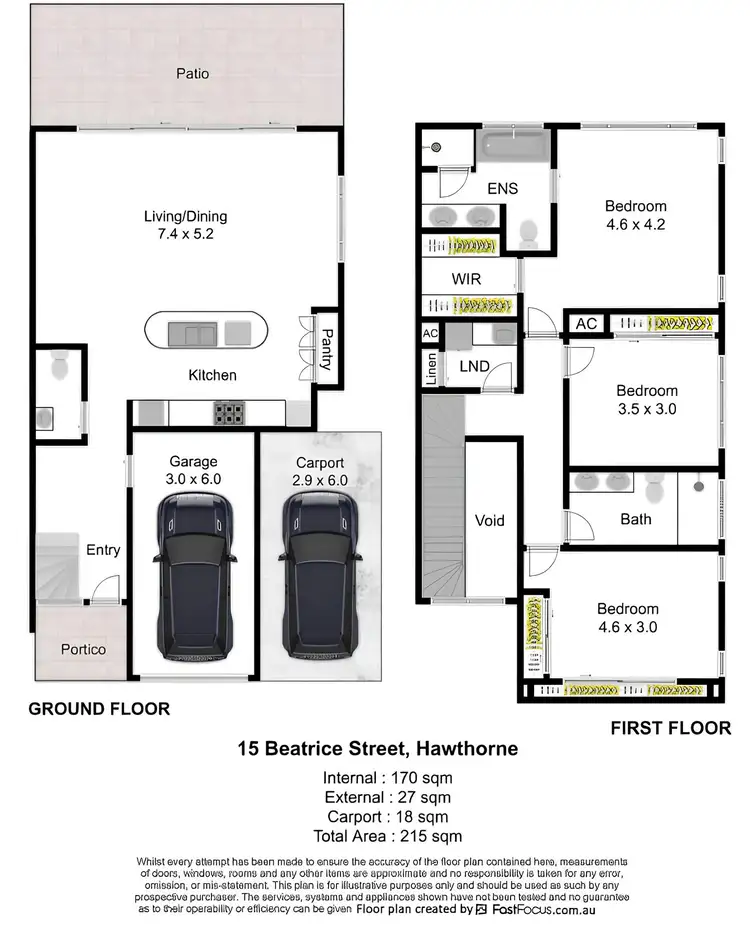 Floorplan of Homely townhouse listing, 15 Beatrice Street, Hawthorne QLD 4171