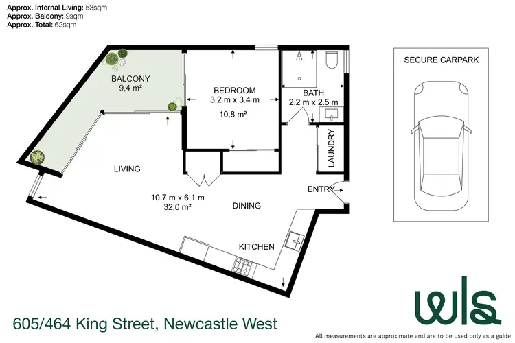 Floorplan of Homely apartment listing, 605/464 King Street, Newcastle West NSW 2302