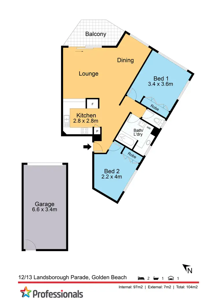 Floorplan of Homely unit listing, 12/13 Landsborough Parade, Golden Beach QLD 4551