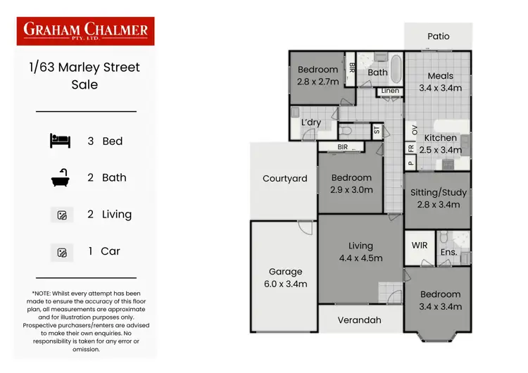 Floorplan of Homely unit listing, 1/63 Marley Street, Sale VIC 3850