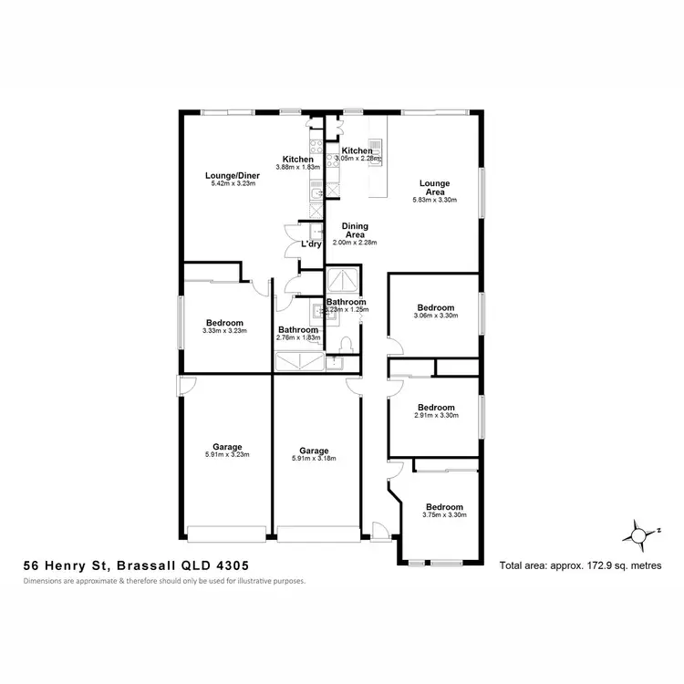 Floorplan of Homely semi-detached listing, 56 Henry Street, Brassall QLD 4305