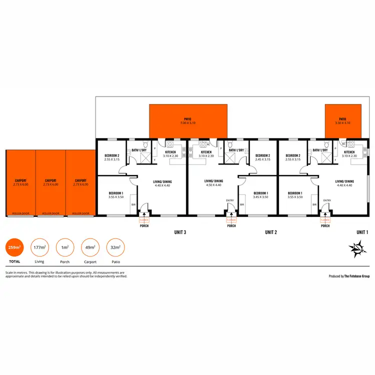 Floorplan of Homely block of units listing, Units 1, 2 & 3/28 Deemster Avenue, Christies Beach SA 5165
