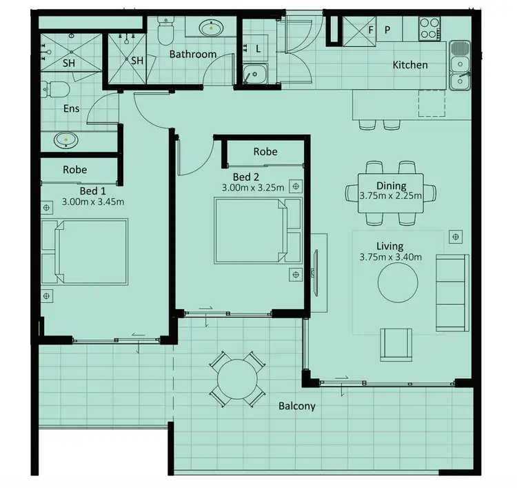 Floorplan of Homely apartment listing, 108/50 Pimlico Crescent, Wellard WA 6170