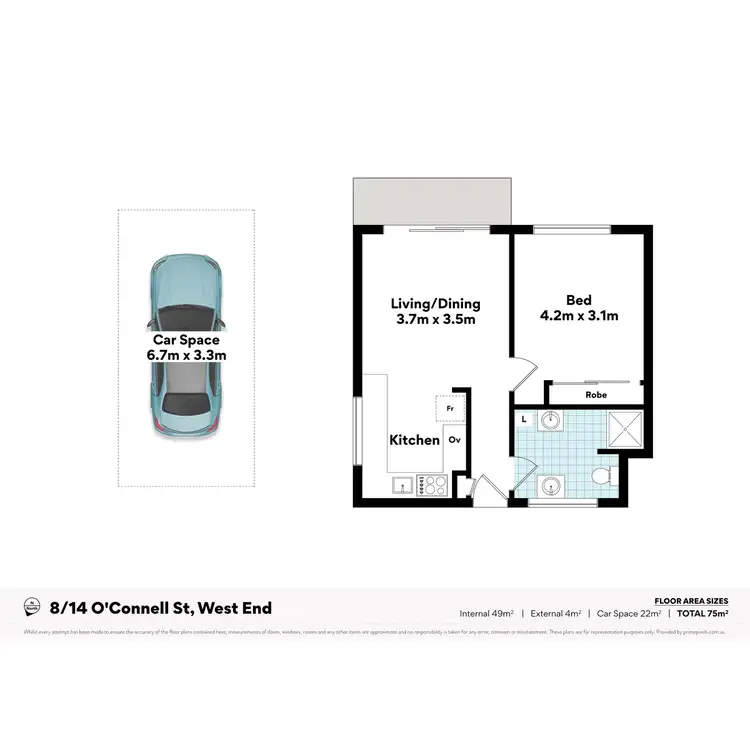 Floorplan of Homely apartment listing, 8/14 O'Connell, West End QLD 4101
