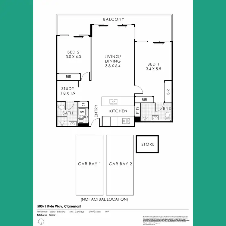 Floorplan of Homely apartment listing, 505/1 Kyle Way, Claremont WA 6010