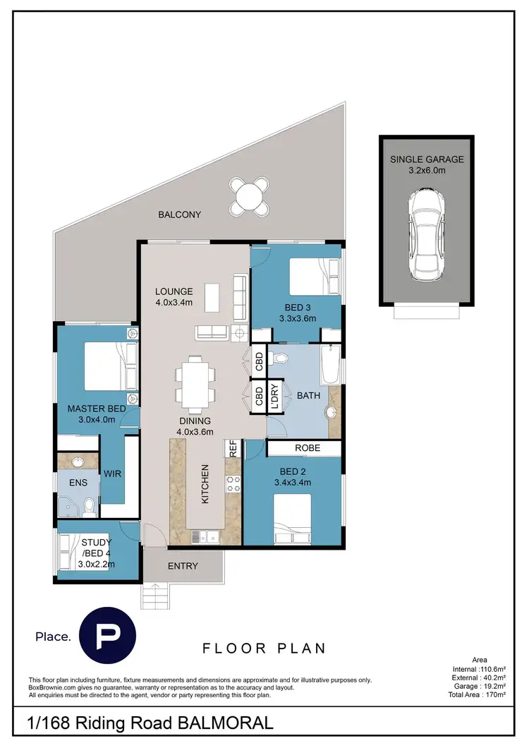 Floorplan of Homely unit listing, 1/168 Riding Road, Balmoral QLD 4171