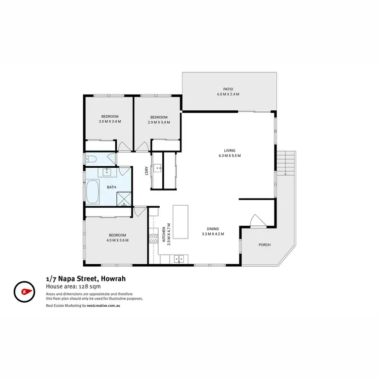 Floorplan of Homely unit listing, 1/7 Napa Street, Howrah TAS 7018